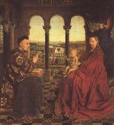 Jan Van Eyck The Virgin of Chancellor Rolin (mk45) oil on canvas
